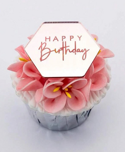 Rose Gold Happy Birthday Acrylic Toppers