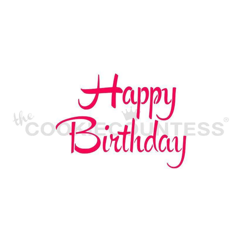 Brush Script Happy Birthday Stencil